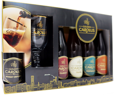 Gouden Carolus Assorti 5x33cl + Glas Geschenkverpakking