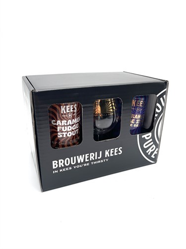 Kees Caramel Fudge Stout Geschenkverpakking 5x33cl + glas