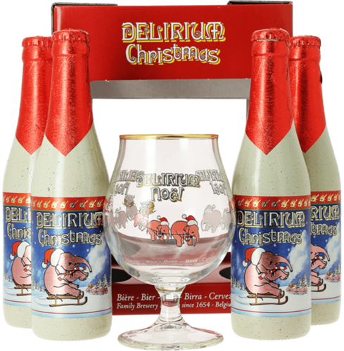 Delirium Christmas 4x33cl + glas - Geschenkverpakking